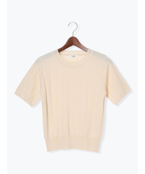 ワイドリブ半袖クルーネックニット