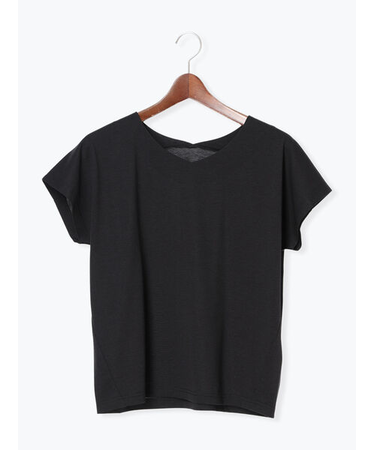 【接触冷感】Vネックフレンチスリーブトップス