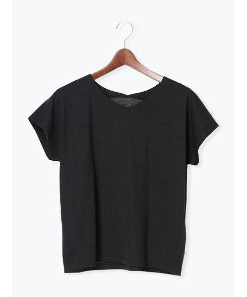 【接触冷感】Vネックフレンチスリーブトップス