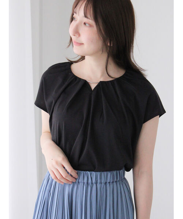 【接触冷感】フロントバーネックギャザートップス