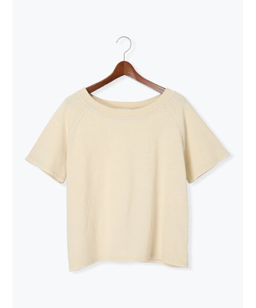 ピグメント加工ボートネックTシャツ