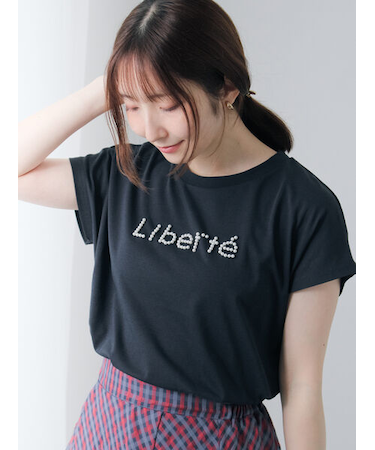 【接触冷感】パールロゴフレンチ袖Tシャツ