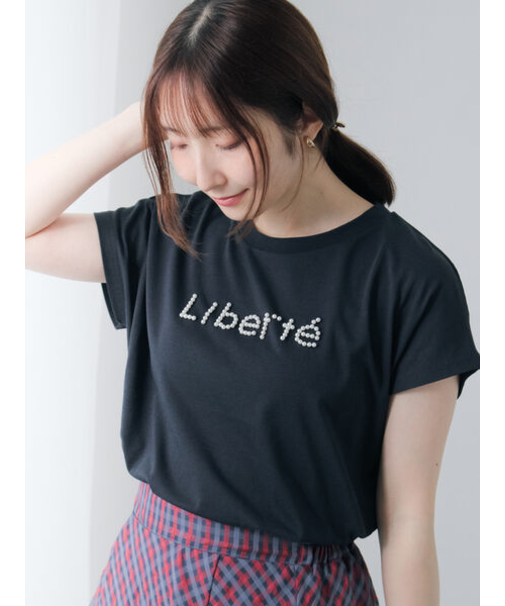 【接触冷感】パールロゴフレンチ袖Tシャツ