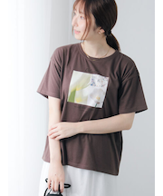 フラワー転写プリントTシャツ