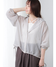 シアーストライプシャツフーディ