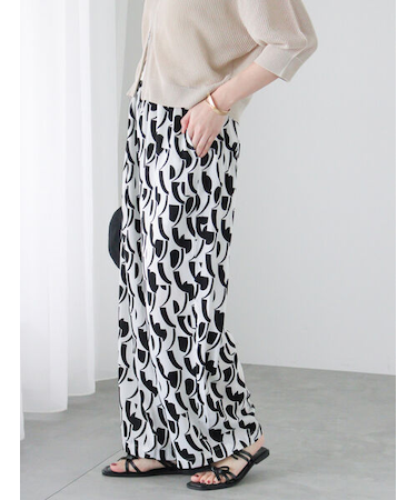 幾何柄プリントイージーパンツ