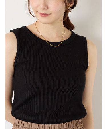 ワッフルクルーネックタンクトップ