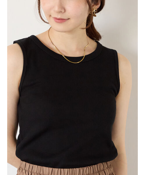 ワッフルクルーネックタンクトップ