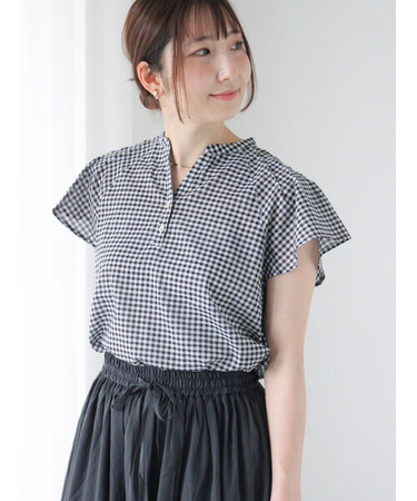 無地/柄アソートバタフライスリーブブラウス