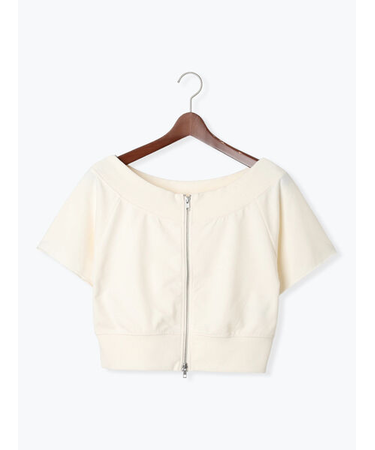 ダブルジップオフショルカットトップス