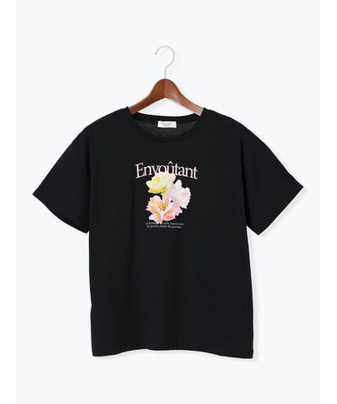 フラワーモチーフプリントTシャツ