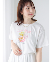 フラワーモチーフプリントTシャツ