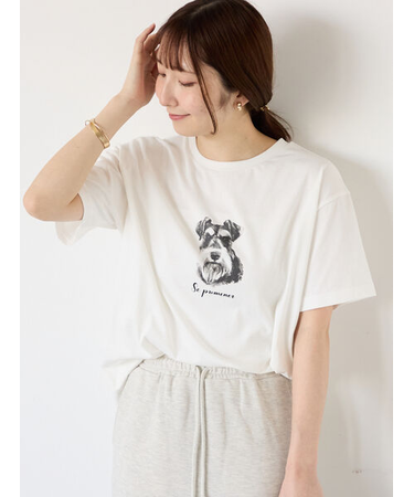 【接触冷感】犬モチーフプリントTシャツ