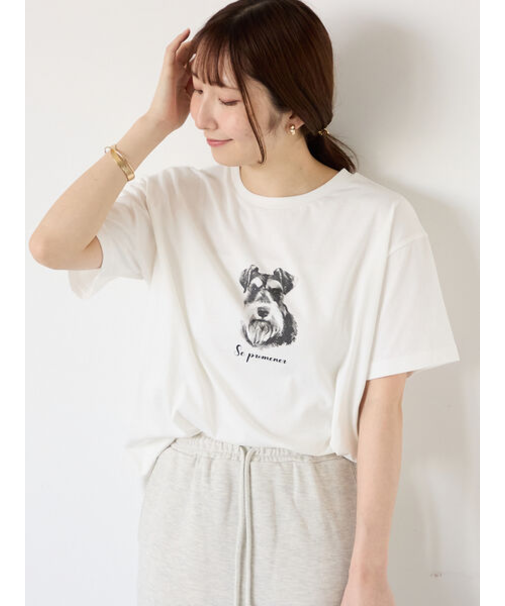 【接触冷感】犬モチーフプリントTシャツ