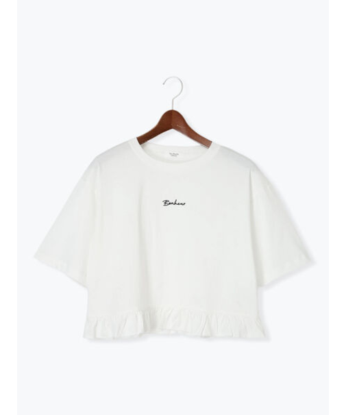 裾フリル刺繍Tシャツ