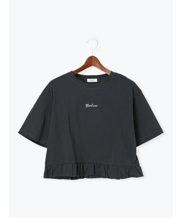裾フリル刺繍Tシャツ