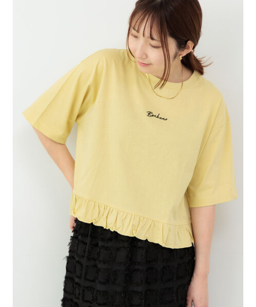 裾フリル刺繍Tシャツ