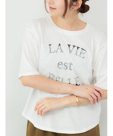 レースロゴプリントTシャツ
