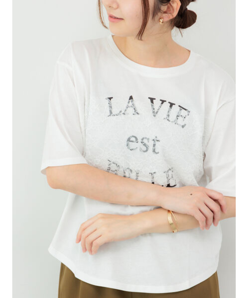 レースロゴプリントTシャツ