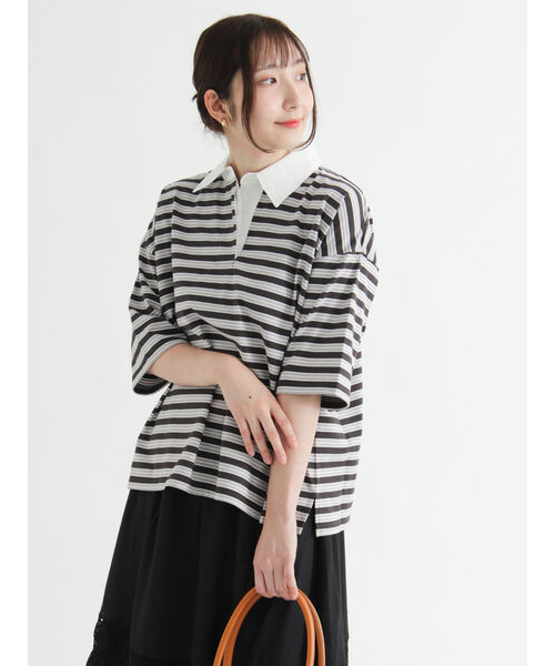 MACHATT マチャット　ボーダーラガーシャツ　グリーン マルチボーダーラガーシャツ《2025autumn catalog item