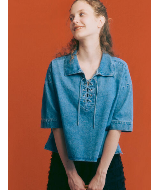デニムレースアップシャツ《2025autumn catalog item》
