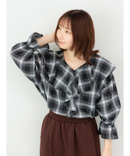 オンブレーチェックフリルブラウス《2025autumn catalog item》