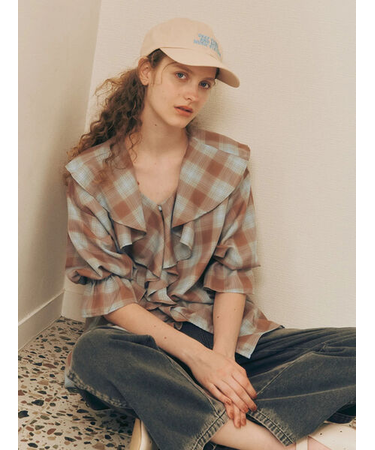 オンブレーチェックフリルブラウス《2025autumn catalog item》