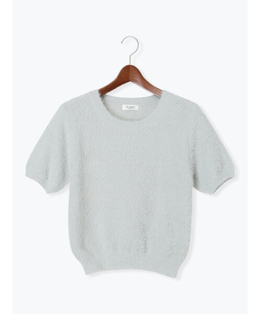 ラメシャギーハーフスリーブニット