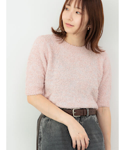 リボンヤーンハーフスリーブニット