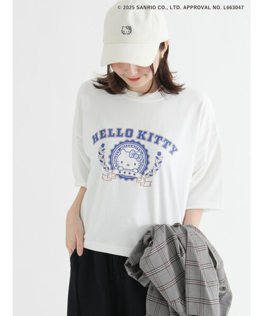 【HELLO KITTY】ミニ裏毛プリント5分袖トップス
