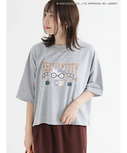 【HELLO KITTY】ミニ裏毛プリント5分袖トップス