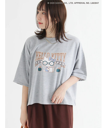 【HELLO KITTY】ミニ裏毛プリント5分袖トップス