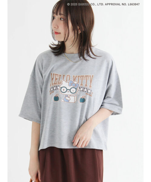 【HELLO KITTY】ミニ裏毛プリント5分袖トップス