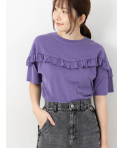 ピグメントVフリルTシャツ