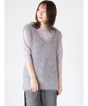 ラメシャギーニットベスト