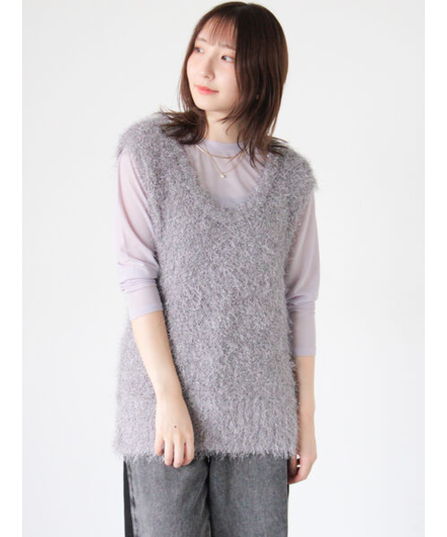 ラメシャギーニットベスト