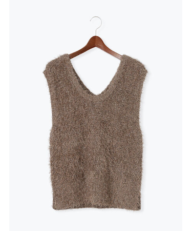 ラメシャギーニットベスト