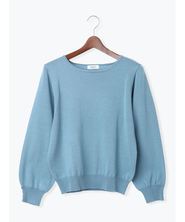 袖口金釦クルーネックニット