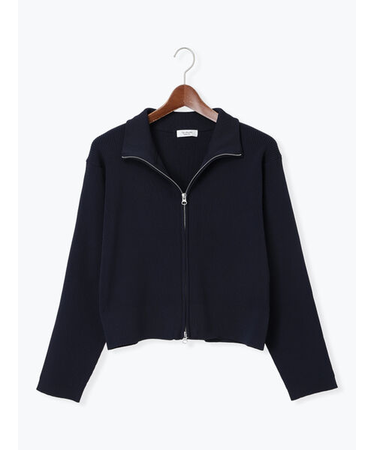 Wジップハイネックリブカーディガン