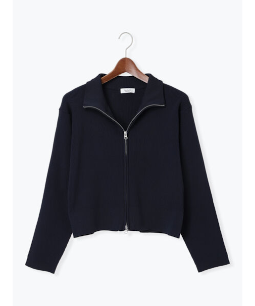 Wジップハイネックリブカーディガン