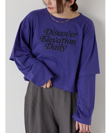 フェイクレイヤードプリントTシャツ