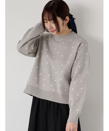 ドットジャカードクルーネックニット