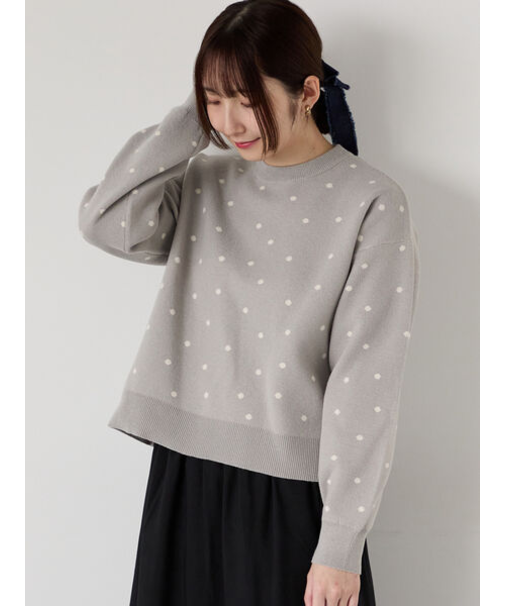 ドットジャカードクルーネックニット