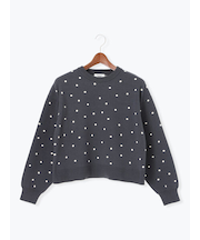 ドットジャカードクルーネックニット