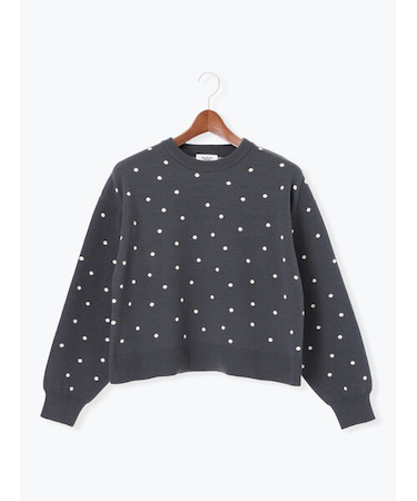 ドットジャカードクルーネックニット