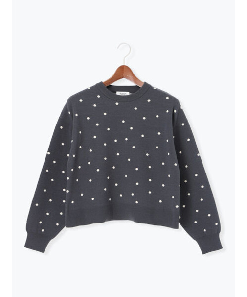 ドットジャカードクルーネックニット