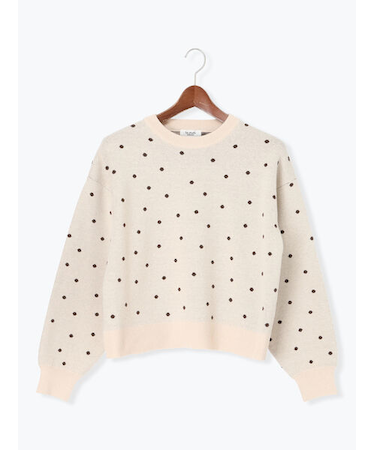 ドットジャカードクルーネックニット