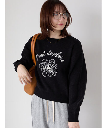 フラワーモチーフロゴニット