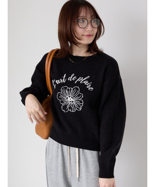 フラワーモチーフロゴニット