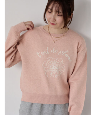 フラワーモチーフロゴニット